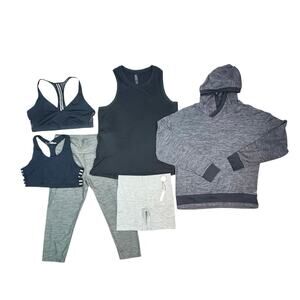 Workout Athleisure Bundle 6pc Leggings Sports Bras Hoodie Shorts Tank Top-Medium